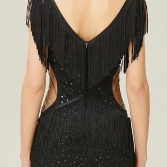 Black Flapper 1920’s Sequin Dress Costume New With Tags - Picture 3 of 13